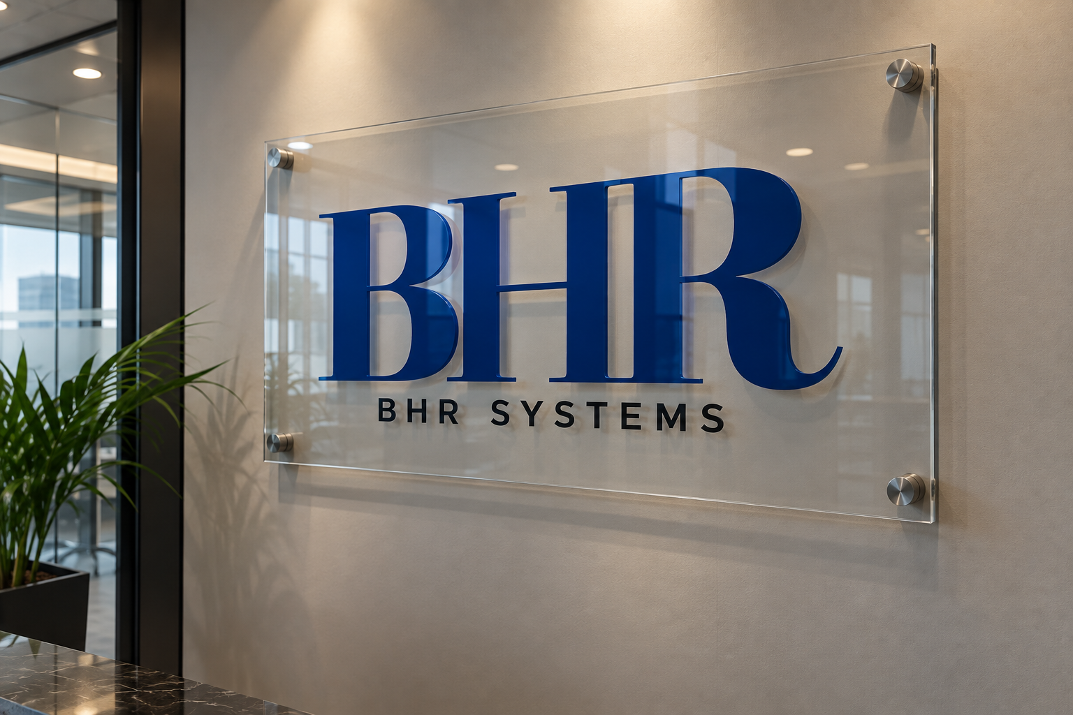 BHR Systems office reception with the BHR wall sign in Ipoh